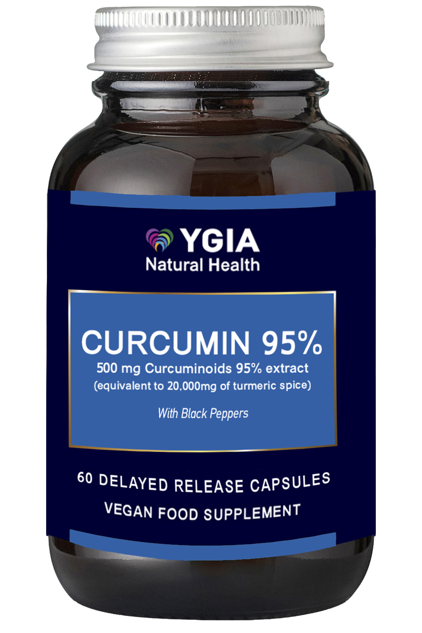 Curcumin 95% ♦ High Strength Curcumin ♦ Potent Anti-Inflammatory ♦ Immune Booster ♦ 60 Veg Caps X 550mg ♦ Non-GMO ♦ Allergens Free ♦ No Additives ♦ Glass Amber Bottles
