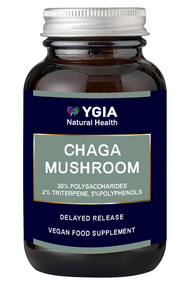 CHAGA MUSHROOM ♦ 60 Veg Caps X 6,750mg ♦ 100% Natural ♦ Non-GMO ♦ Allergens Free ♦ No Additives ♦ Glass Amber Bottles