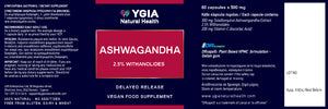 Ashwagandha ♦ 60 Veg Caps X 1,500mg (std 5:1) 2.5% Withanolide ♦ 100% Natural ♦ Non-GMO ♦ Allergens Free ♦ No Additives ♦ Glass Amber Bottles