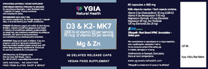 Vitamins D3 2,000 I.U. - 90 mcg of  K2- MK7, Magnesium & Zinc