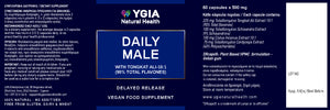 DAILY MALE ♦ 60 Veg Caps X 500mg ♦ Amber Glass Bottles ♦ 100% Natural ♦ Non-GMO ♦ Allergens Free ♦ No Additives ♦ Glass Amber Bottles