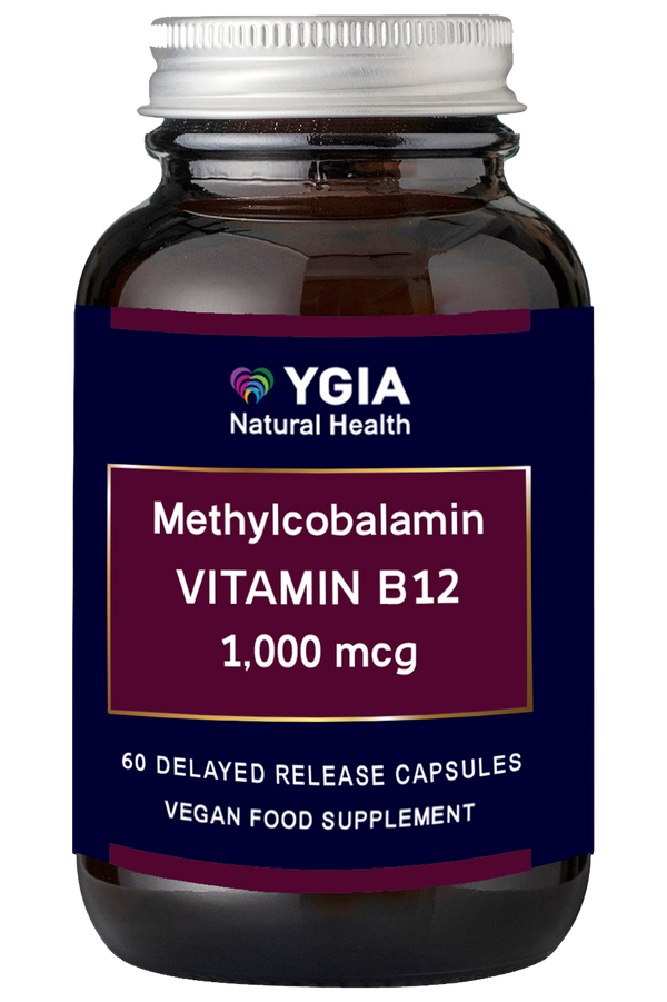 Methylcobalamin Vitamin B12 -1,000 mcg  ♦ 60 Veg Caps X 600mg  ♦ Amber Glass Bottles ♦  Non-GMO ♦ Gluten & Dairy Free ♦ No Additives