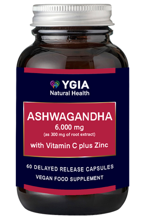 Ashwagandha (Ασβαγκάντα). Μειώνει το στρες συμβάλλει στην σεξουαλική υγεία - 60 φυτικές κάψουλες βραδείας αποδέσμευσης Χ 1,500 mg (Τιτλοδοτημένο εκχύλισμα 300 mg (15:1) - Γυάλινο φιμέ μπουκ΄άλι- Χωρίς πρόσθετα 