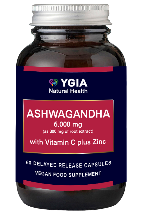 Ashwagandha (Ασβαγκάντα). Μειώνει το στρες συμβάλλει στην σεξουαλική υγεία - 60 φυτικές κάψουλες βραδείας αποδέσμευσης Χ 1,500 mg (Τιτλοδοτημένο εκχύλισμα 300 mg (15:1) - Γυάλινο φιμέ μπουκ΄άλι- Χωρίς πρόσθετα 