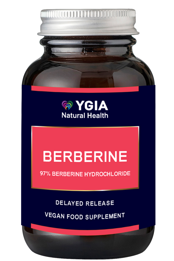 Berberine 97% HCL - Lowers Blood Sugar level - Increases Metabolism - 60 delayed release vegan caps Χ 500 mg(97%) ♦Amber Glass Bottles  ♦ NO Additives  ♦