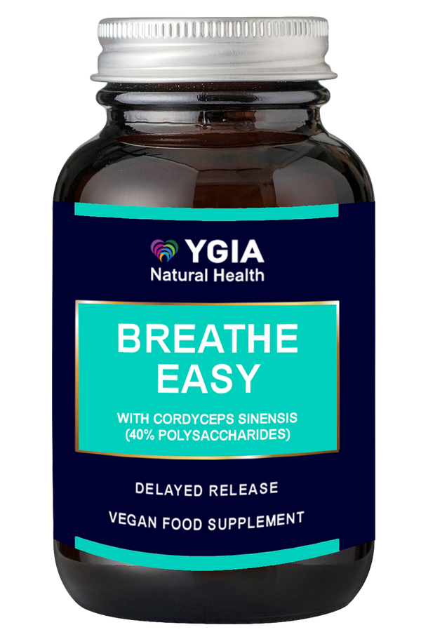 Breath Easy – Energy & Athletic Booster ♦ Lung Defence ♦ 60 Veg Caps X 450mg ♦ 100% Natural ♦ Non-GMO ♦ Allergens Free ♦ No Additives ♦ Glass Amber Bottles