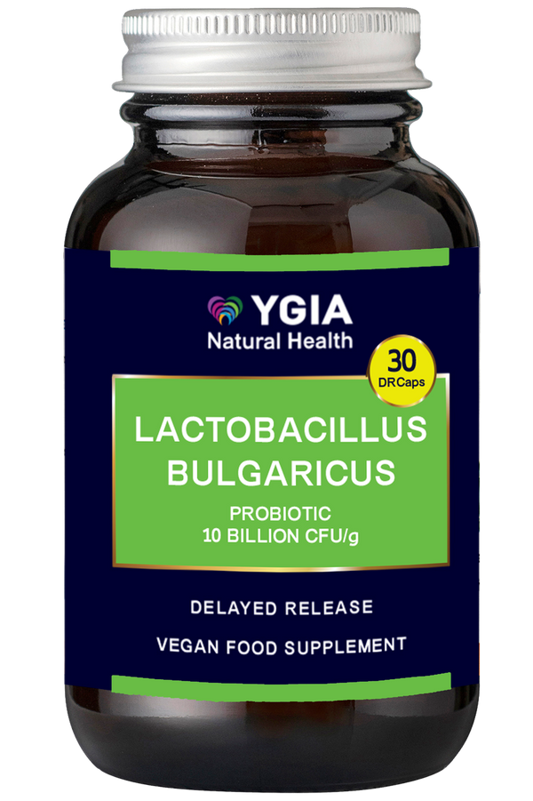 Lactobacillus Bulgaricus - The Natural Probiotic  - 10 blllion CFU- 30 Enteric Delayed Release Caps x 500 mg -Amber Glass Bottles