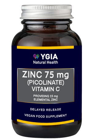 Picolinate Zinc 75 mg & Vitamin C ♦ 60 Veg Caps X 500mg ♦ Amber Glass Bottles ♦ 100% Natural ♦ Non-GMO ♦ Gluten & Dairy Free ♦ No Additives